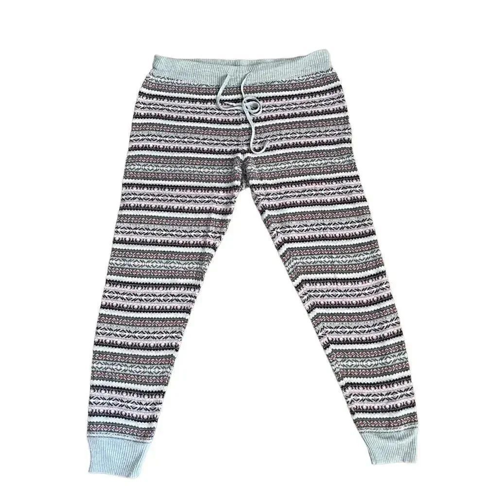 American Eagle Outfitters Cotton Blend Stripes Multi Color Pajama Lounge Pants L